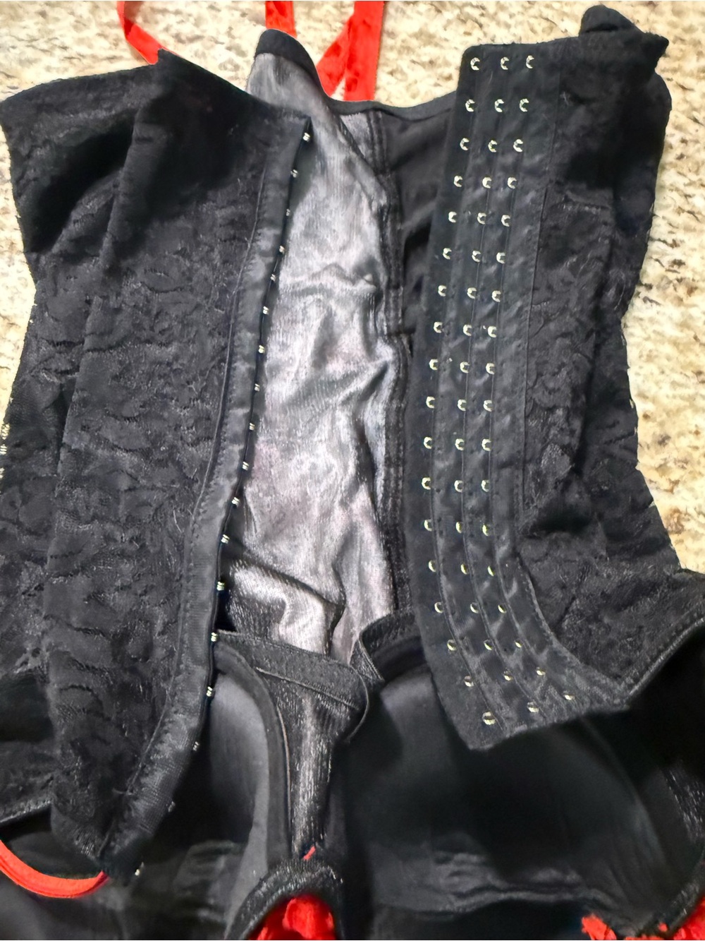 Sexy Gothic Punk Skull and Lace Criss Cross Tie Front Corset Spirit Halloween L - Picture 9 of 13